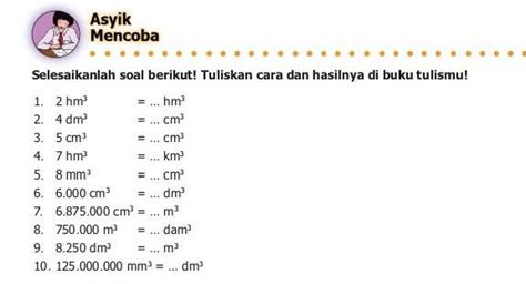 Menghitung Satuan Volume Meter Kubik M Berikut Kunci Jawaban