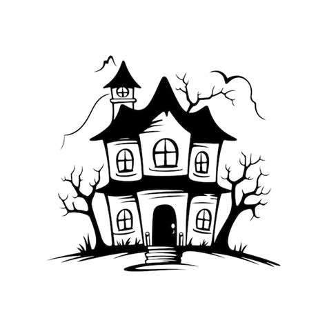 Premium AI Image Haunted House Silhouette Vector Scary Halloween