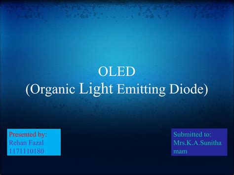 Organic Light Emitting Diode Ppt