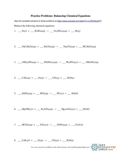 49 Balancing Chemical Equations Worksheets [with Answers]