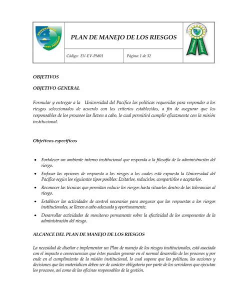 PDF Plan Manejo Riesgos PDF fileprincipios éticos Norma