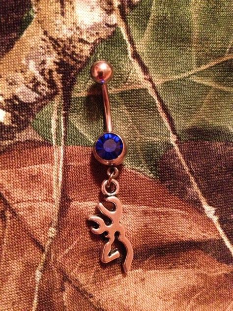 Blue Browning Buckmark Bellybutton Ring