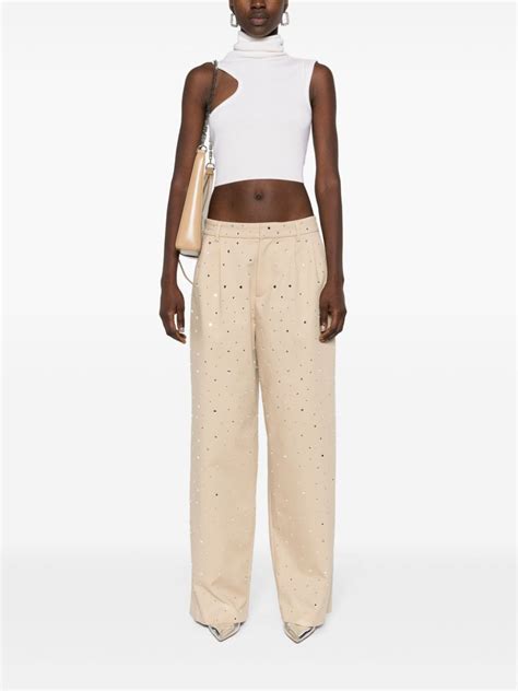 Giuseppe Di Morabito Mirror Embellished Wide Leg Trousers Neutrals