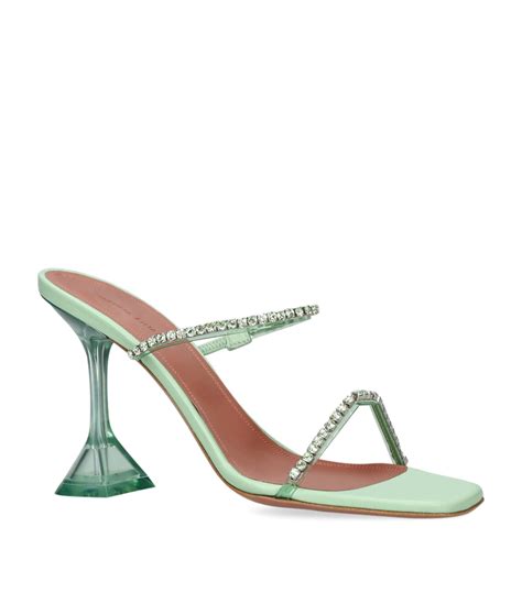 Womens Amina Muaddi Green Embellished Gilda Glass Mules Harrods Uk