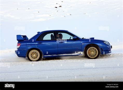 Subaru Impreza 25 Wrx Sti Model Year 2005 Blue Moving Side View