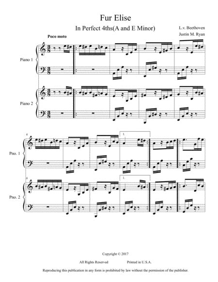 Fur Elise Arr Justin M Ryan By Ludwig Van Beethoven Sheet Music For