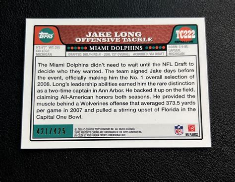 Topps Chrome Copper Refractor Tc Jake Long Rc For