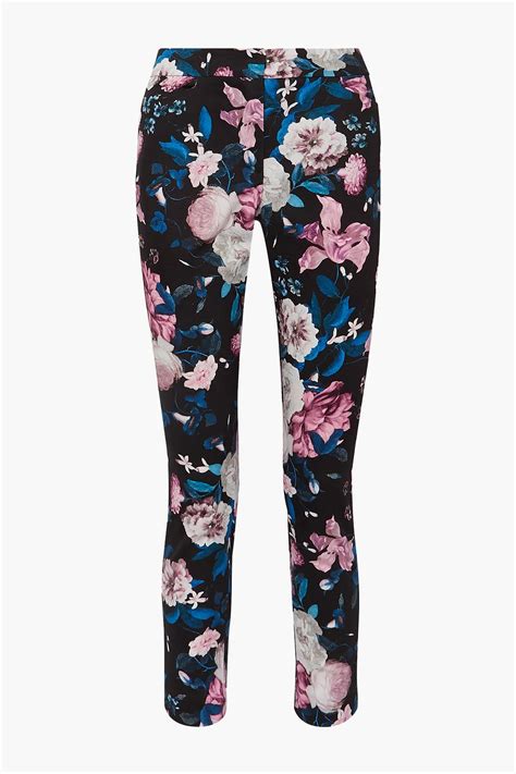 Black Sidney Floral Print Cotton Blend Slim Leg Pants Erdem The Outnet