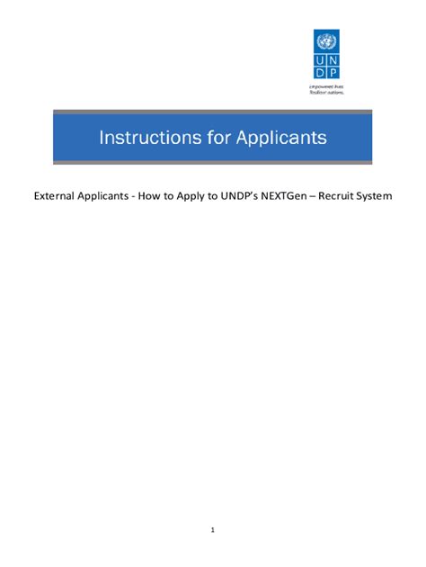 Fillable Online Info Undp External Applicants How To Apply To Undp S