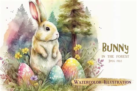 Bunny In The Forest Cute Easter Bunny Graphic By Magiclily · Creative