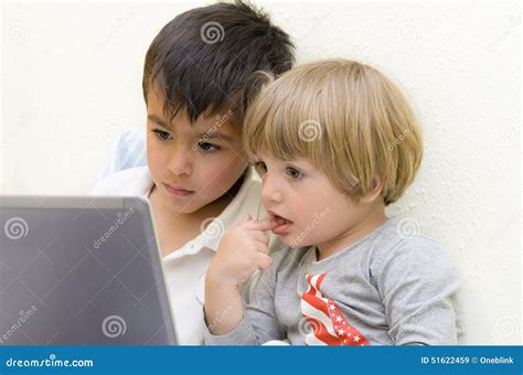 Children Using Laptop Stock Image Image Of Child Brothers 51622459