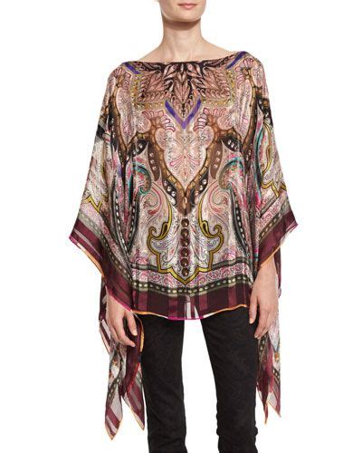 Etro Silk Paisley Poncho No Color In Purple ModeSens Paisley