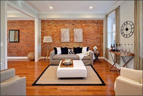 Red Brick Wall Living Room Living Room Home Decorating Ideas