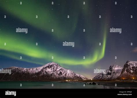 Aurora borealis over Lofoten Islands, Norway, Europe Stock Photo - Alamy