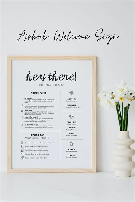 Airbnb Welcome Sign Editable Canva Template Printable Wall Sign Vrbo