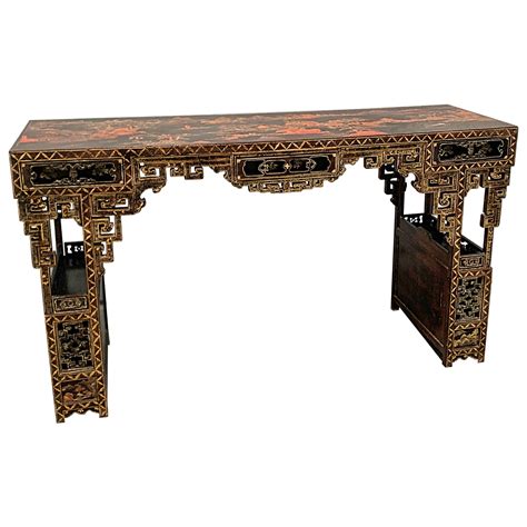 1930s Black Lacquer Chinese Console At 1stdibs