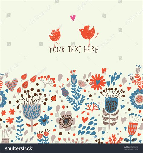 Decorative Element Border Flowers Birds Floral Stock Vector (Royalty ...