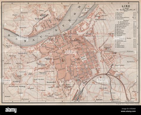 LINZ antique town city plan stadtplan Austria Österreich karte 1896