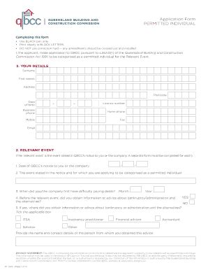 Fillable Online Application Form Permitted Individual Queensland