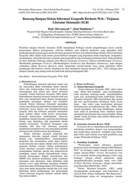 PDF Rancang Bangun Sistem Informasi Geografis Berbasis Web Tinjauan