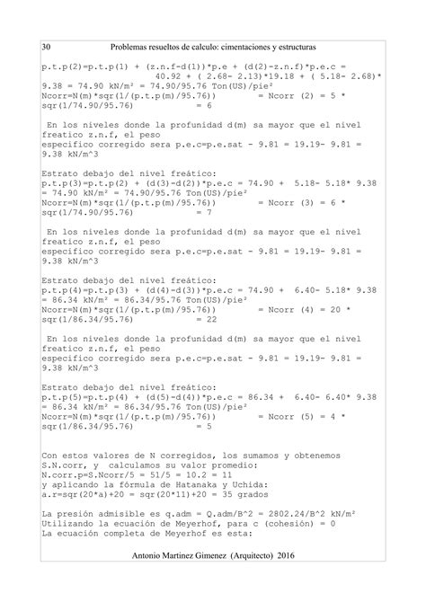 Problemas Resueltos De Calculo Cimentaciones Y Estructuras Suelos