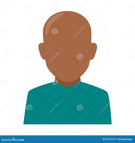 Colorful Silhouette Faceless Half Body Brunette Bald Man Cartoon Vector