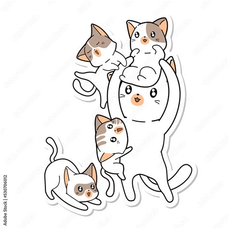 cute cat cartoon sticker Stock Illustration | Adobe Stock