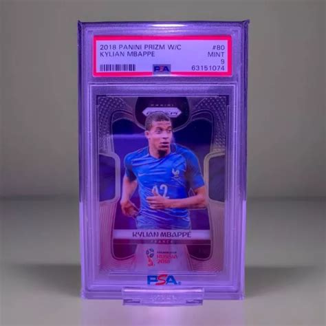 PSA 9 KYLIAN Mbappe 2018 Panini Prizm Base Soccer World Cup 80 Mint