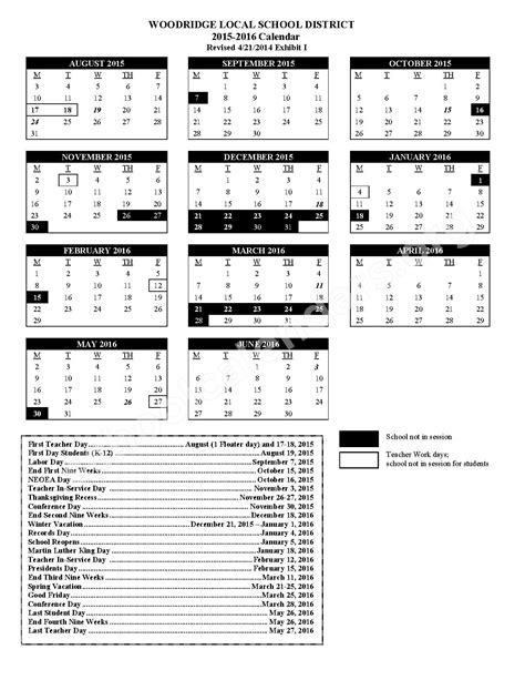 Woodridge Local School District Calendars – Peninsula, OH