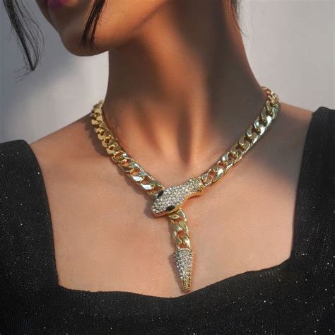 Buy Niscka American Diamonds Gold Plated Snake Chain Choker Necklace Online