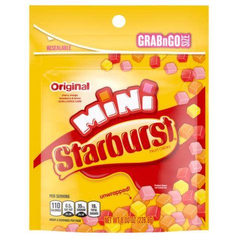 Starburst Fruit Chews Original Mini Grabngo Size