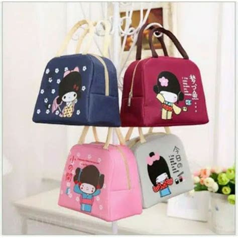 Jual Tas Bekal Gambar Kartun Motif WANITA JEPANG Iconic Lunch Bag