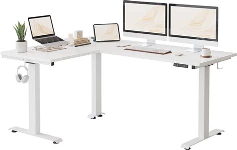 FEZIBO Bureau Assis Debout Angle Électrique 160 120 cm 3 Moteurs