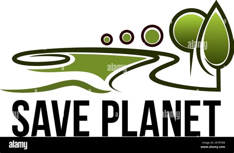 Save Planet Icon Of Green Trees For Global Earth Environmental Pollution Protection On World