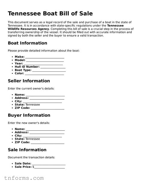 Prepare Your Tennessee Boat Bill Of Sale With Our Free Template