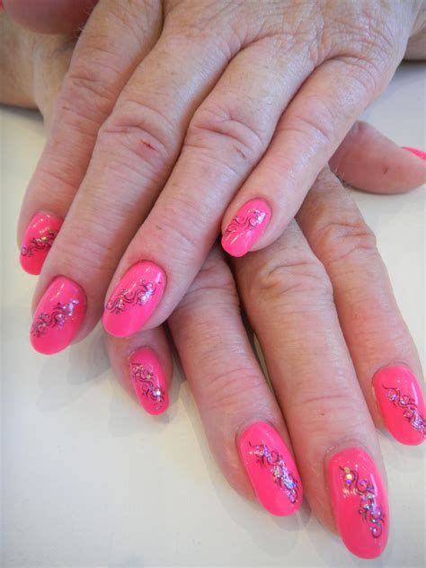 Hot Pink Bio Sculpture Gel Color 105 With Black Filigree Designs