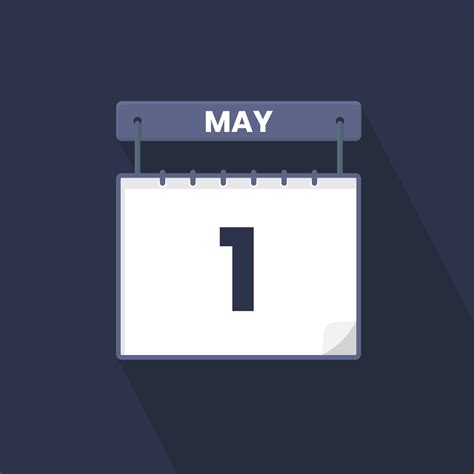 1st May calendar icon. May 1 calendar Date Month icon vector