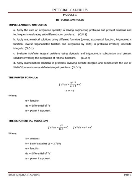 1.2 Basic Integration Rules Part 1 | PDF | Integral | Function ...