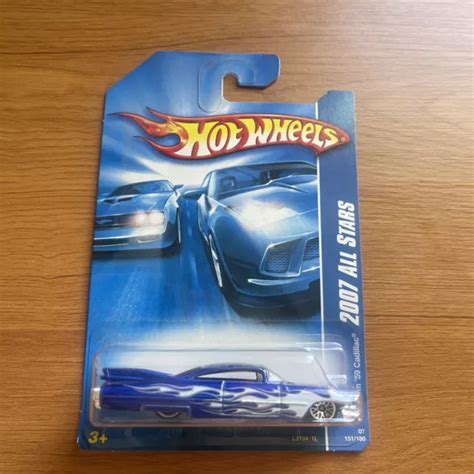 HOT WHEELS PERSONNALISÉ 59 Cadillac Hot Wheels Stars 151 156 flammes bleues et blanches b EUR