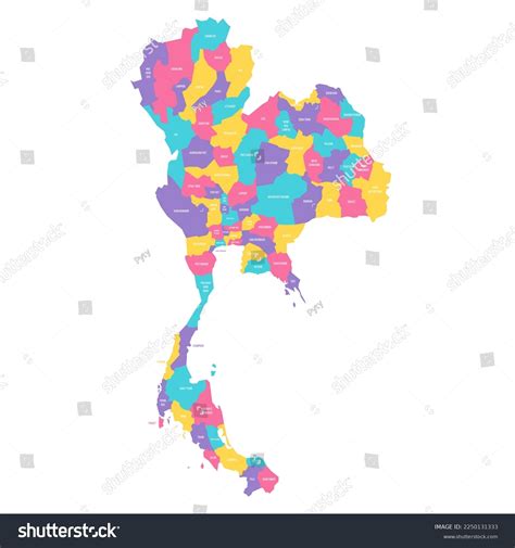 Thailand Political Map Administrative Divisions Provinces Stock Vector ...