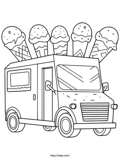 Free Printable Ice Cream Truck Coloring Page · InkPx