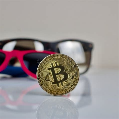 Gold Bitcoin Coin And Sun Glasses Stock Image Image Of Money Cryptocurrency 90580443