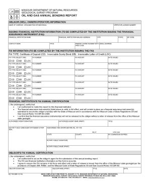 Fillable Online Dnr Mo OIL AND GAS ANNUAL BONDING REPORT Dnr Mo Fax