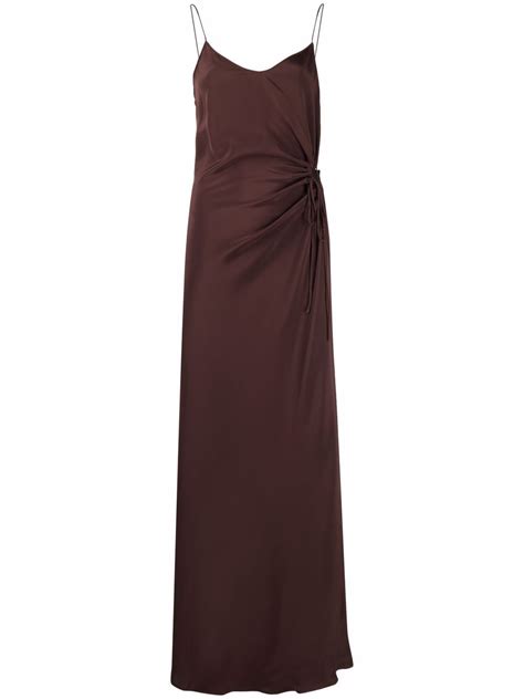 Buy Christopher Esber Ruched Silk Maxi Dress Brown At 53 Off