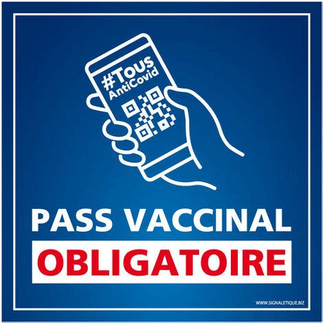 Panneau Pass Vaccinal Obligatoire Rectangulaire Bleu Avec Pictogramme