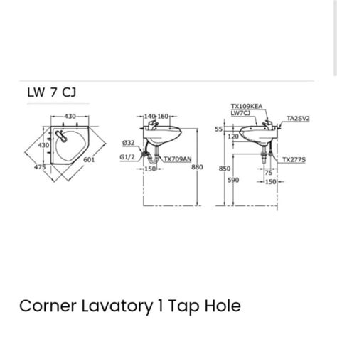 Jual Toto Wastafel Sudut Lw7cjwf Corner Lavatory 1 Tap Hole Body