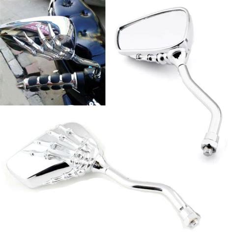 Custom Chrome Skull Bone Skeleton Hand Motorcycle Mirrors Fit For Honda