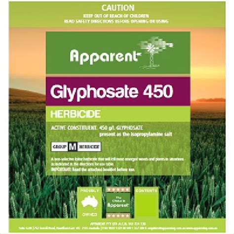 Apparent Glyphosate 450 5 Ltrs Macedon Ranges Produce Store