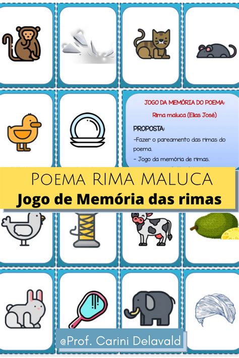 Jogo de Memória Rimas do poema Rimas Rimas infantis Jogos de memória