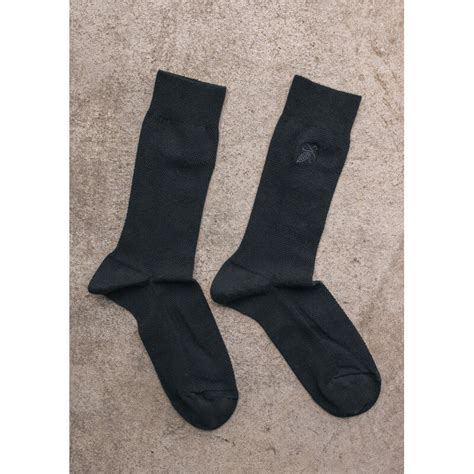 Chaussettes brodées homme MONTLISOCKS noir made in France en coton bio